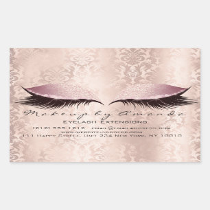 Sticker Rectangulaire Damassé de beauté de maquilleur de rose