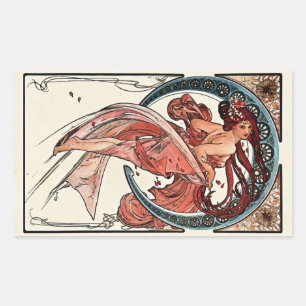 Sticker Rectangulaire Danse par Alfons Mucha 1898