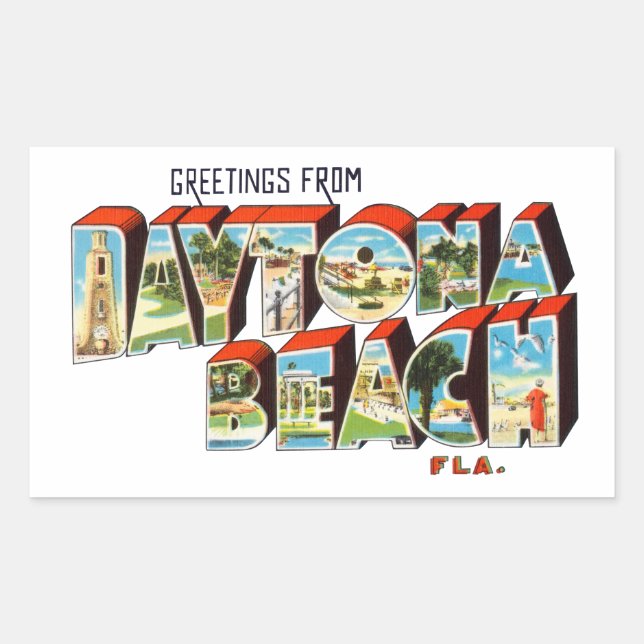Sticker Rectangulaire Daytona Beach FL (Devant)