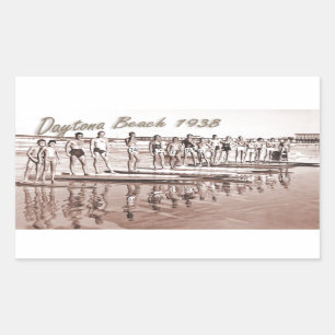 Sticker Rectangulaire Daytona Beach Surf Vintage Photo du groupe