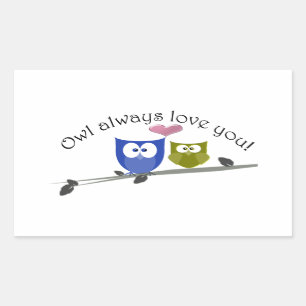 Sticker Rectangulaire De hibou amour toujours vous, art mignon de hiboux