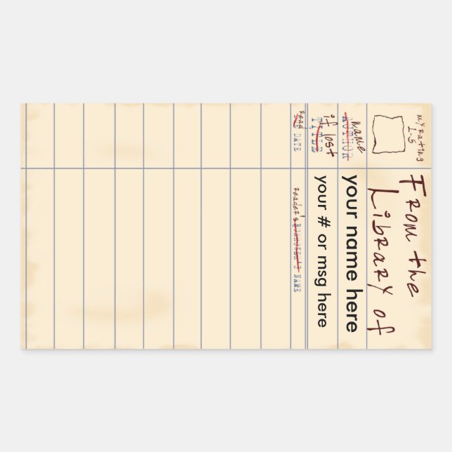 Sticker Rectangulaire De la bibliothèque de (Devant)