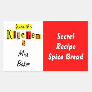 Sticker Rectangulaire De la cuisine de Retro Red Yellow Baking Tag