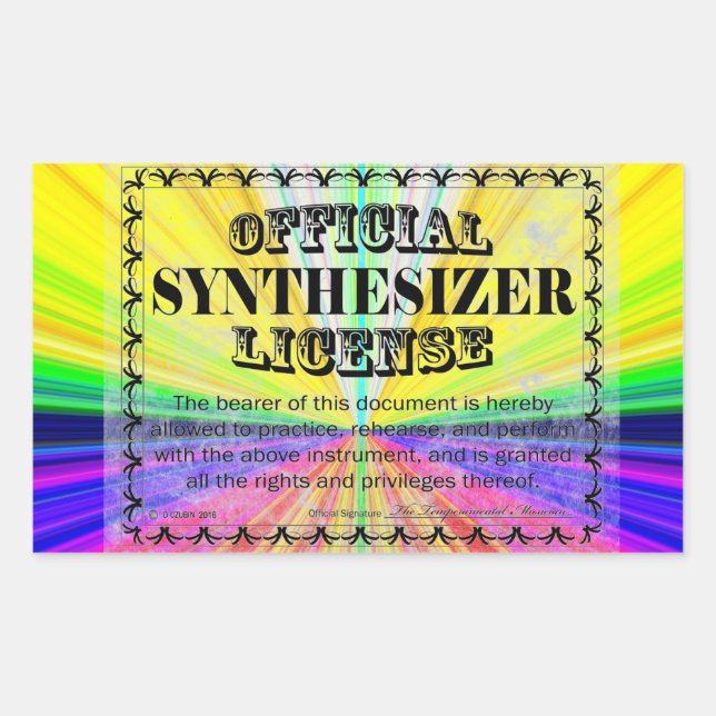 Sticker rectangulaire de licence de synthétiseur (Devant)