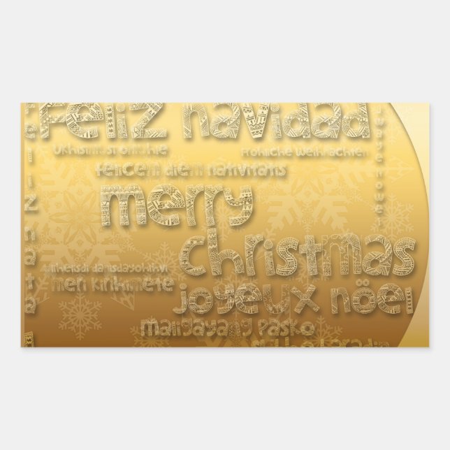 Sticker rectangulaire de Noël international d'or (Devant)