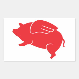 Sticker Rectangulaire 🐷 de porc volant