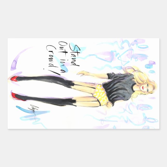 Sticker Rectangulaire Debout Dans Une Foule ! (Devant)