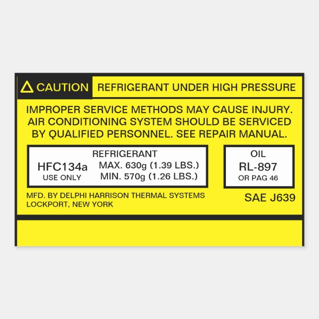 Sticker Rectangulaire Décal de climatisation Tacoma A/C 2007 (Devant)