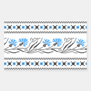 Sticker Rectangulaire Décor croix de Cornflower bleu