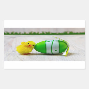 Sticker Rectangulaire Décor de Pâques - OEuf de Pâques et poussin