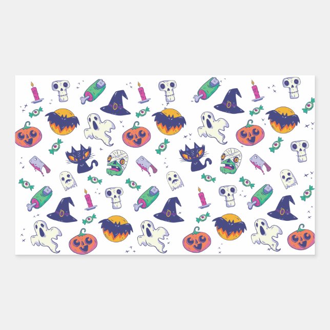 Sticker Rectangulaire Décor motif d'Halloween (Devant)