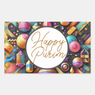 Sticker Rectangulaire Décoration de fête multicolore pour vœux juifs de 