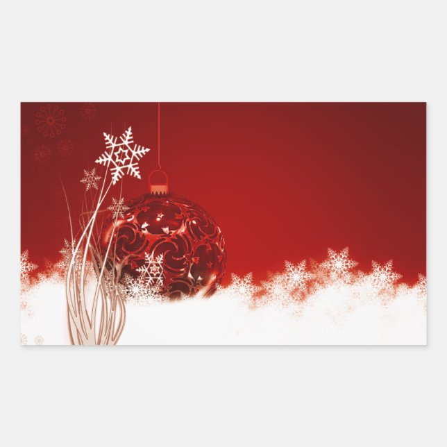 Sticker Rectangulaire décoration rouge Noël (Devant)
