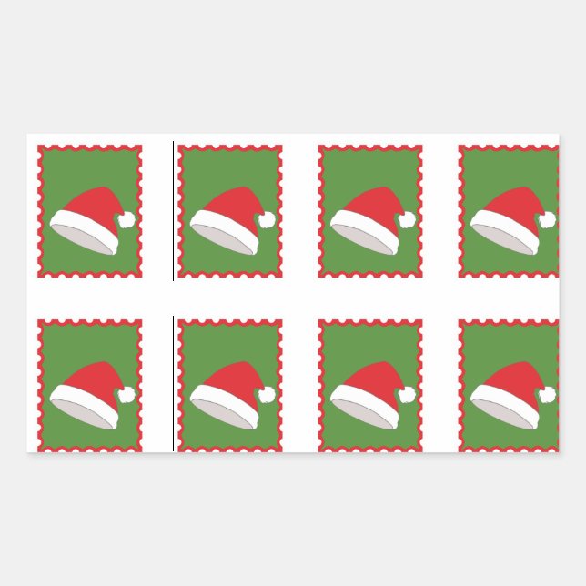 Sticker Rectangulaire Découper les timbres de Père Noël (Devant)