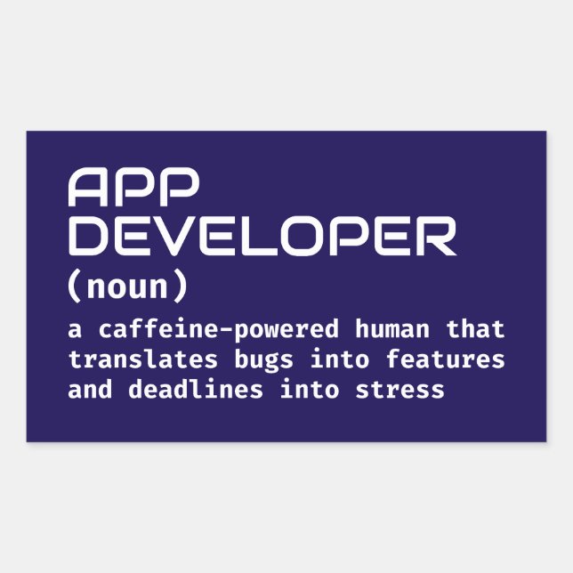 Sticker Rectangulaire Définition de l'Humour App Developer (Devant)