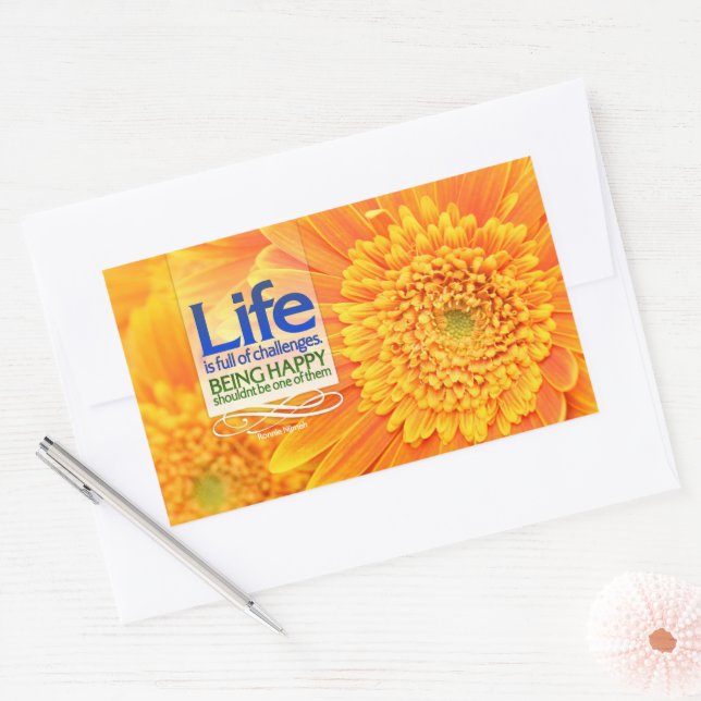 Sticker Rectangulaire "Défis de la vie et bonheur" Citation inspirée (Enveloppe)