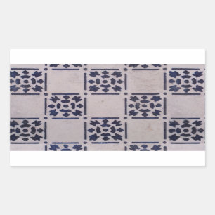 Sticker Rectangulaire Delft Tile Blue Antique Art Motif