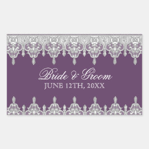 Sticker Rectangulaire Dentelle à déchirure, sceau Mariage de lavande ou 
