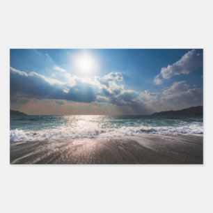 Sticker Rectangulaire Dernière journée à la plage