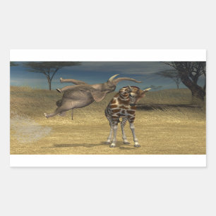 Sticker Rectangulaire Des coups d'éléphant sur la girafe
