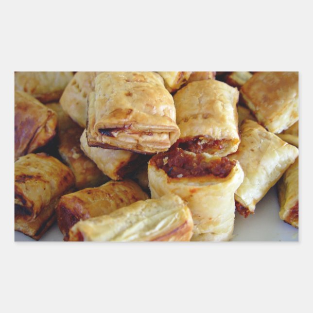 Sticker Rectangulaire Des tas de rouleaux de saucisses (Devant)