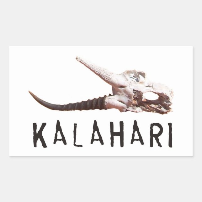 Sticker Rectangulaire Désert de Kalahari en Afrique : Crâne mort (Devant)