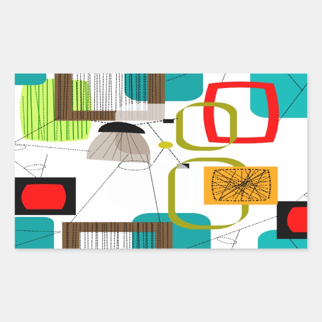 Sticker Rectangulaire Design abstract de Mid-Century (Devant)