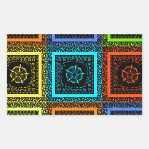Sticker Rectangulaire Design d'art Motif multicolore de charme À damiers