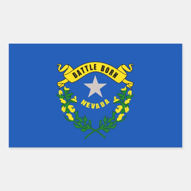 Sticker Rectangulaire Design du drapeau d'état du Nevada (Devant)
