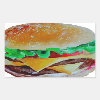Sticker Rectangulaire design hamburger, peinture originale