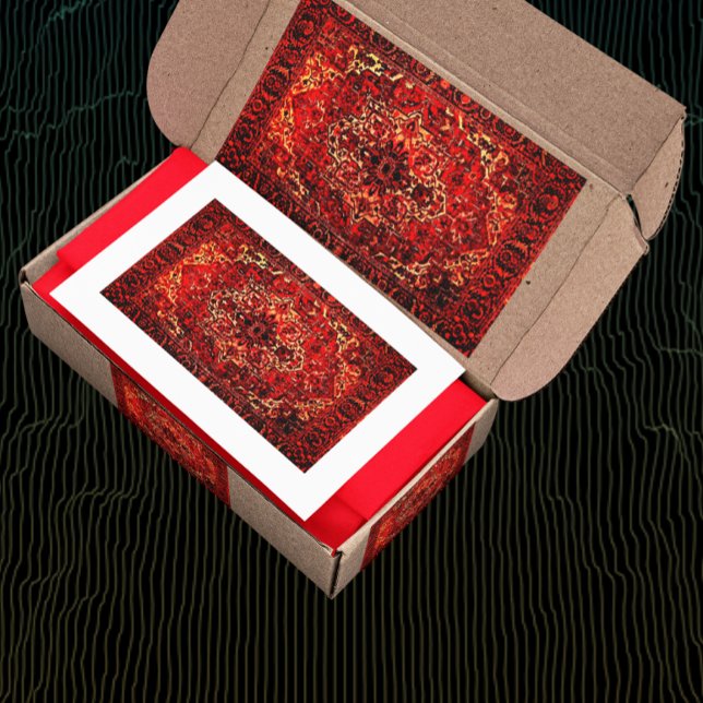 Sticker Rectangulaire Design oriental de tapis aux couleurs vives (Créateur téléchargé)