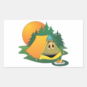 Sticker Rectangulaire Dessin de Tente Woods