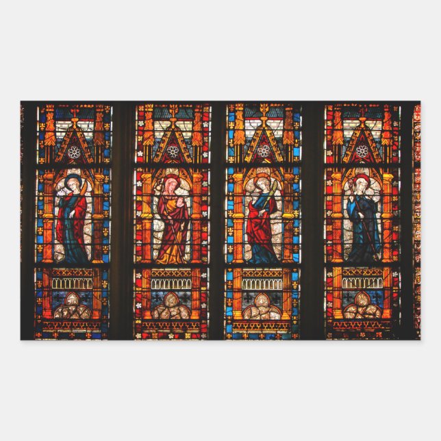 Sticker Rectangulaire Détail en verre tendu, Cathédrale de Troyes (Devant)