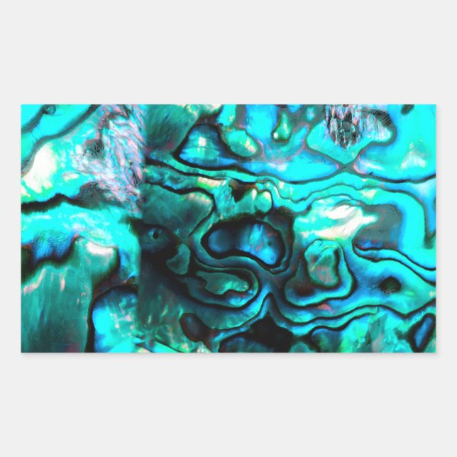 Sticker Rectangulaire Détails de la coquille d'ormeau turquoise (Devant)