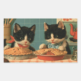 Sticker Rectangulaire Deux chatons mignons en smoking préparant des tart