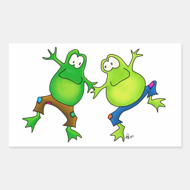 Sticker Rectangulaire Deux joyeux compagnons de grenouilles (Devant)