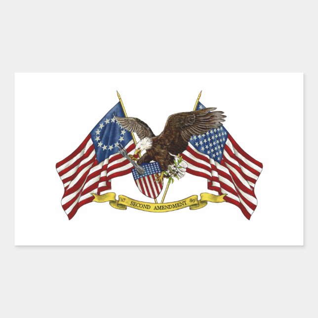 Sticker Rectangulaire Deuxième amendement Liberty Eagle (Devant)