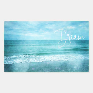 Sticker Rectangulaire Devis Dream Beach Citations Turquoise Blue Ocean