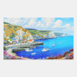 Sticker Rectangulaire "Devon Harbour Dreamscape" - Un paysage marin angl