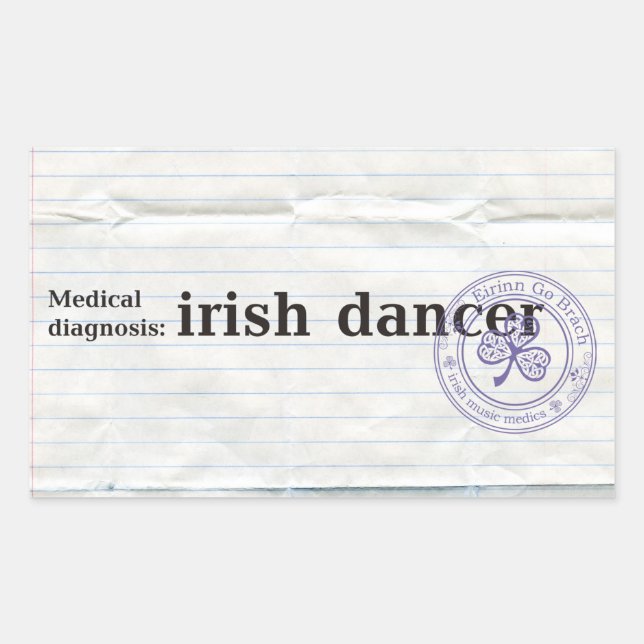 Sticker Rectangulaire Diagnostic Médicale : danseur irlandais (Devant)