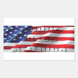 Sticker Rectangulaire Dieu patriotique et puissant bénit l'Amérique