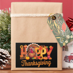 Sticker Rectangulaire Dindes de Thanksgiving heureux automne