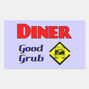 Sticker Rectangulaire Diner Good Grub Hamburger Restaurant Art