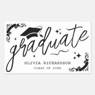 Sticker Rectangulaire Diplôme Personnalisé Écriture Élégante Étoiles & C