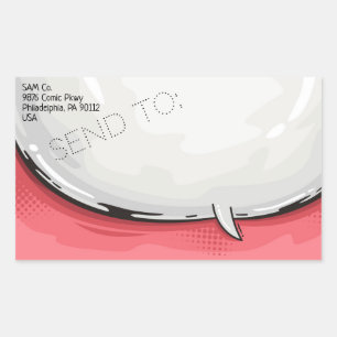 Sticker Rectangulaire Discours Bubble dessin de dessin animé Rouge bkgd