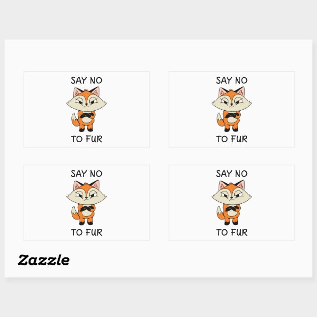 Sticker Rectangulaire Dites non à Fur - Triste Fox (Feuille)