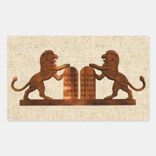 Sticker Rectangulaire Dix commandements et lions