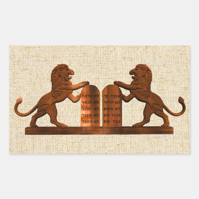 Sticker Rectangulaire Dix commandements et lions (Devant)