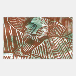 Sticker Rectangulaire Don Quichotte en vert et Brown