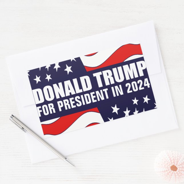Sticker Rectangulaire Donald Trump 2024 (Enveloppe)